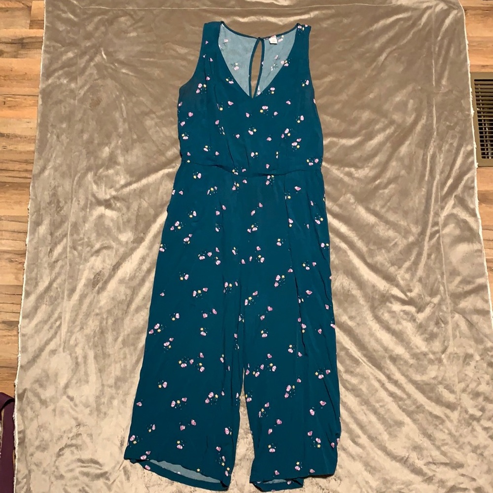 Emerald Green Jumpsuit with Flowers